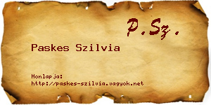 Paskes Szilvia névjegykártya